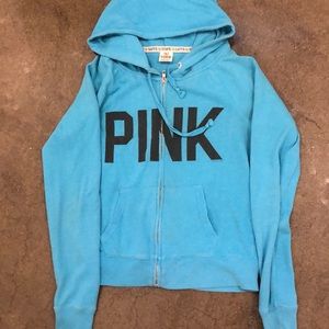 Blue victoria secret pink zip up sweater